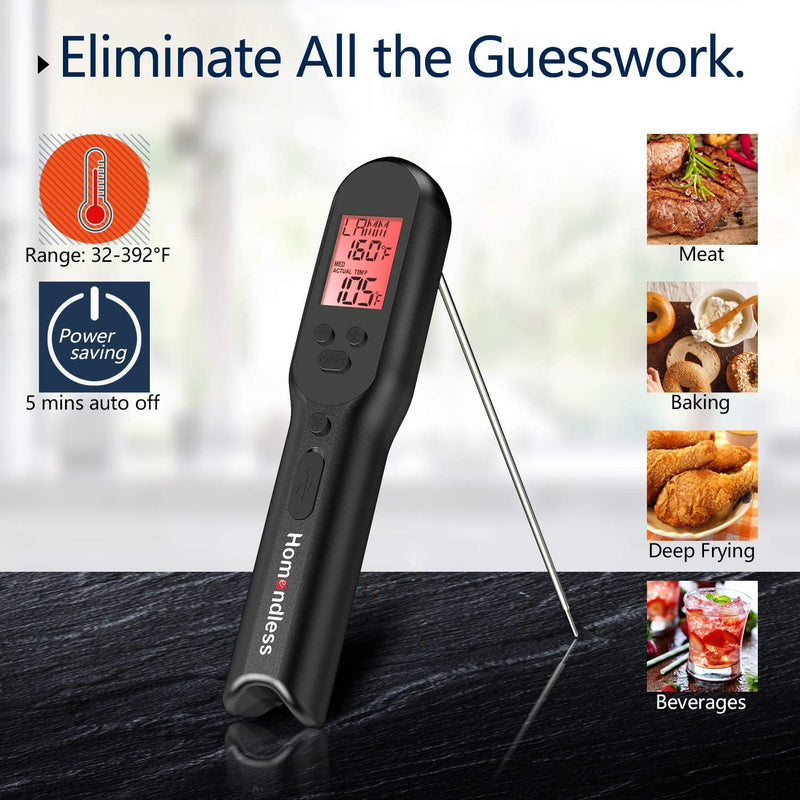 A ALPS Meat Thermometer with Rechargeable Battery, Digital Kitchen Food Cooking Thermometer Accurate for Candy Oil BBQ Grill Smoker, Built-in Food Temperature Guide