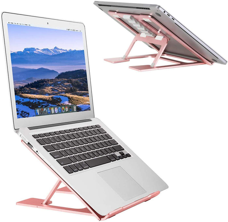 Adjustable Laptop Stand，Ventilated Portable Ergonomic Notebook Riser for Desk,Multi-Angle Adjustable Portable Anti-Slip Mount for MacBook, Surface Laptop, Notebook, 10"-17" Tablet (Rose Gold)