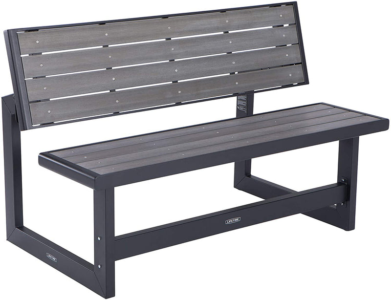 LIFETIME 60139 Outdoor Convertible Bench, 55 Inch, Mocha Brown