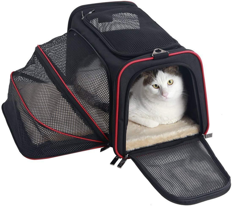 Airline Approved Cat Carrier – KiddyWoof Small Pet Carrier Travel Dog Purse Bag, Portable Soft Sided Cat Carrier with Two Side Expandable for Little Animals, Rabbit, Kitties, Kitten and Puppy