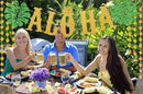 TMCCE Hawaiian Aloha Party Decorations Large Gold Glittery Aloha Banner for Luau Party Supplies Favors