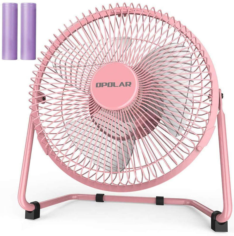 OPOLAR Battery Operated Rechargeable Desk Fan for Home Camping Hurricane, 9 Inch Battery Powered USB Fan with Metal Frame, Quiet Portable Fan with 5200 mAh Capacity & Strong Airflow