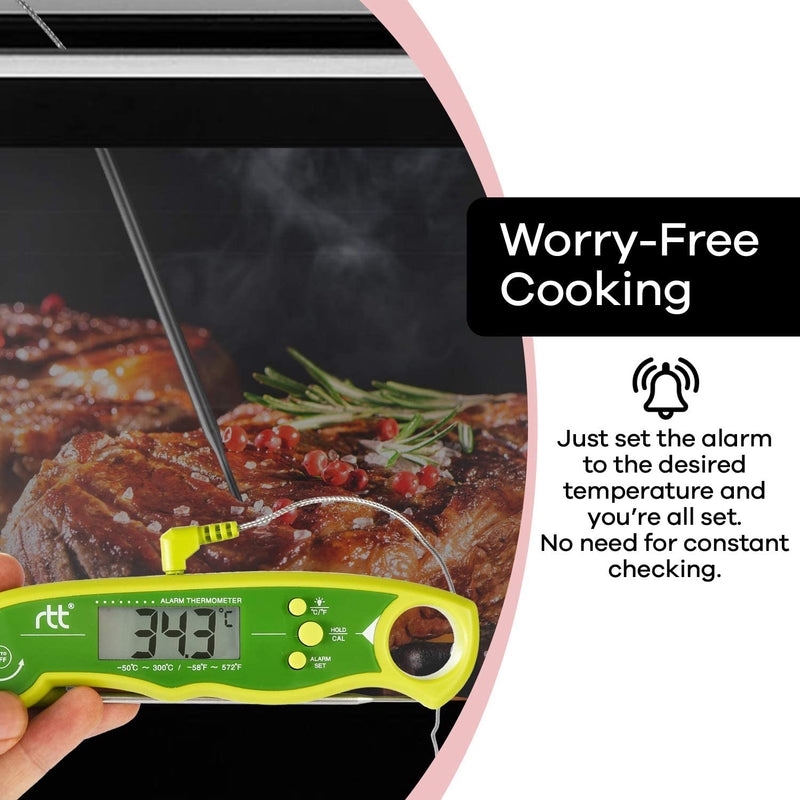 A ALPS Meat Probe Thermometer with Dual Probe, Big Digital Screen and Alarm - Meat Thermometer Instant Read Oven Safe - Meat Thermometers for Cooking, Grilling & Roasting