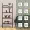 KingSo Ladder Shelf 4-Tier Bookshelf Leaning Storage Rack Shelves for Living Room Kitchen Home Office Metal Frame Stable Sloping Industrial Ladder Shelfs Leaning Against The Wall Rustic Brown