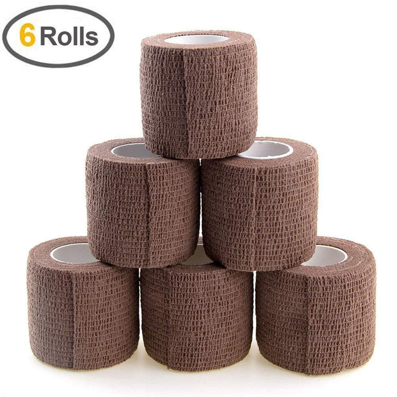 MUEUSS Self Adhesive Bandage Tape Vet Wrap Self Adherent Cohesive Bandages First Aid Wrap Approved 2 inches x 5 Yards (New Beige, 2 Inches / 6 roll)