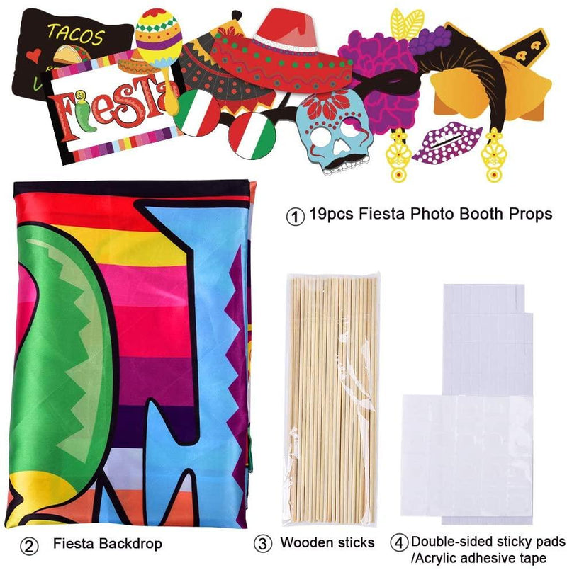 TMCCE Fiesta Theme Photography Backdrop Mexican Themed Dress-up Photobooth for Summer Fiesta Luau Theme Cinco De Mayo Birthday Pool Party Supplies Decorations