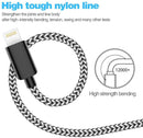 TNSO MFi Certified iPhone Charger Lightning Cable 5Pack(3FT 3FT 6FT 6FT 10FT) Extra Long Nylon Braided USB Fast Charging&Syncing Cord Compatible iPhone Xs MAX XR X 8 Plus 7 Plus 6s Plus Sliver Gray