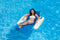 Poolmaster Swimming Pool Floating Chaise Lounge, Caribbean, Blue Stripe