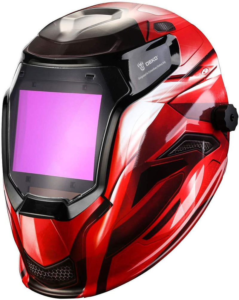 Solar Powered Welding Helmet Auto Darkening Professional Hood with Wide Lens Adjustable Shade Range 4/9-13 for Mig Tig Arc Weld Grinding Welder Mask