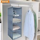 Aibrisk 4 Shelves Hanging Closet Organizer Collapsible Hanging Closet Shelves Storage Organizer Oxford Cloth, Gray