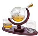 Godinger Whiskey Decanter Globe Set with 2 Etched Globe Whisky Glasses - for Liquor, Scotch, Bourbon, Vodka - 850ml