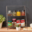 2-Tier Organizer Rack, EZOWare Wire Basket Storage Container Countertop Shelf for Kitchenware Bathroom Cans Foods Spice Office and more - Rustic Brown