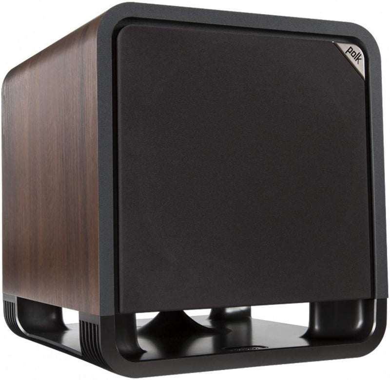 Polk Audio HTS 10 Powered Subwoofer with Power Port Technology | 10” Woofer, up to 200W Amp | For the Ultimate Home Theater Experience | Modern Sub that Fits in any Setting | Washed Black Walnut