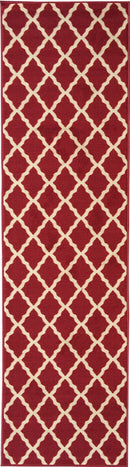 Ottomanson Ottohome Collection Contemporary Morrocan Trellis Design Non-Skid (Non-Slip) Rubber Backing Runner Rug, 20" X 59", Red