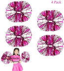 4Pcs Metallic Cheerleading Pom Poms for Kids, Creatiee 2 Pair Cheerleader Cheering Squad Pompoms for Boy Girl School Sports Games Team Spirit Cheer