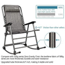 Bonnlo Set of 2 Zero Gravity Rocking Chair Patio Lawn Chair, Beach Reclining Folding Chairs, Outdoor Portable Recliner for Camping Fishing Beach (Grey-2pcs)