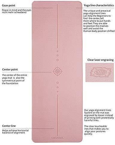 YAWHO Yoga Mat Fitness Mat Specifications 72'' x 26'' Thickness 1/4-Inch Eco Friendly Material SGS Certified Ingredients TPE Extra Large Non-Slip Exercise Mat with Carry Bag