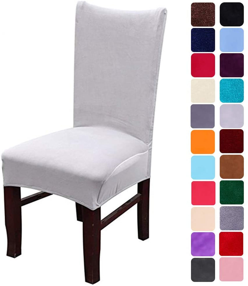 smiry Velvet Stretch Dining Room Chair Covers Soft Removable Dining Chair Slipcovers Set of 2, Peacock Green