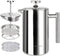 Secura French Press Coffee Maker, 304 Grade Stainless Steel Insulated Coffee Press with 2 Extra Screens, 34oz (1 Litre), Silver