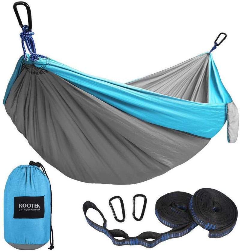 Kootek Camping Hammock Double & Single Portable Hammocks with 2 Tree Straps, Lightweight Nylon Parachute Hammocks for Backpacking, Travel, Beach, Backyard, Patio, Hiking