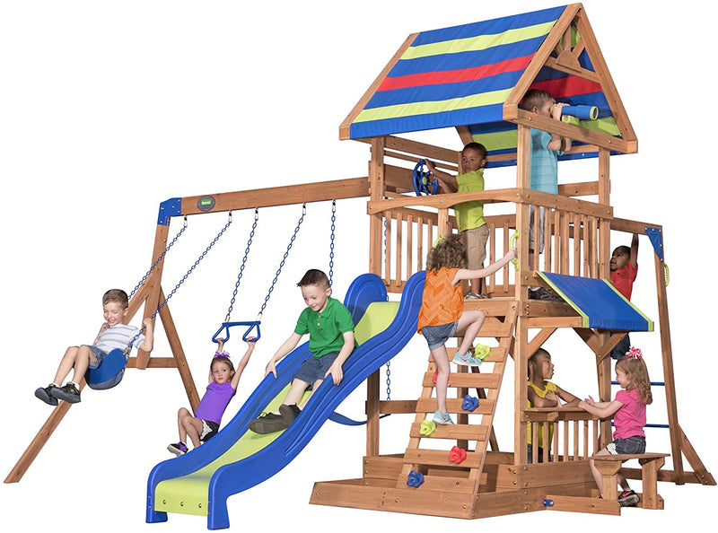 Backyard Discovery Beach Front Wooden Swing Set