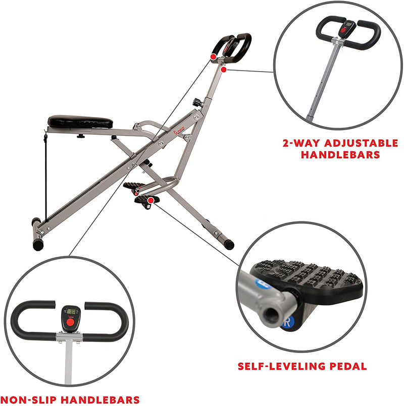 Sunny Health & Fitness Squat Assist Row-N-Ride Trainer for Squat Exercise and Glutes Workout