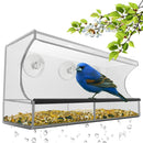 BEST WINDOW BIRD FEEDER with Strong Suction Cups & Seed Tray, Outdoor Birdfeeders for Wild Birds, Finch, Cardinal, Bluebird, Large Outside Hanging Birdhouse Kits, Drain Holes + 3 Extra Suction Cups