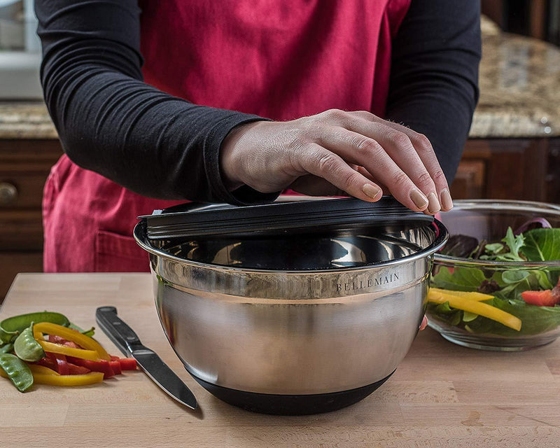 Top Rated Bellemain Stainless Steel Non-Slip Mixing Bowls with Lids, 4 Piece Set Includes 1 Qt, 1.5 Qt, 3 Qt. & 5 Qt.