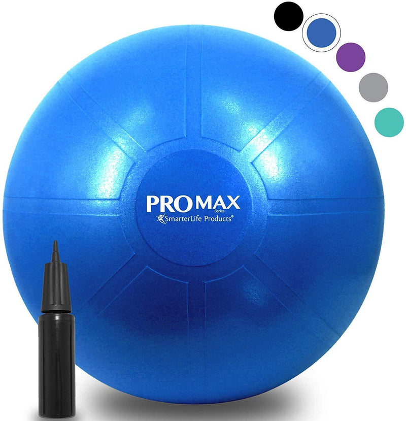 PRO MAX Exercise Ball by SmarterLife - Professional Grade Yoga Ball for Balance, Stability, Fitness, Pilates, Birthing, Therapy, Office Ball Chair, Classroom Flexible Seating