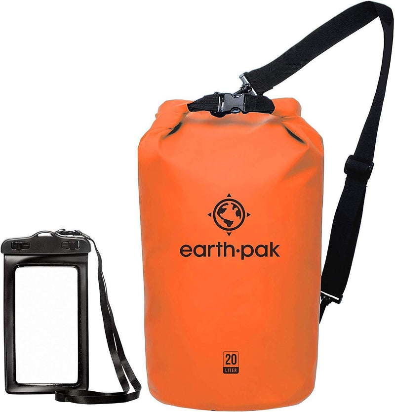 Earth Pak -Waterproof Dry Bag - Roll Top Dry Compression Sack Keeps Gear Dry for Kayaking, Beach, Rafting, Boating, Hiking, Camping and Fishing with Waterproof Phone Case