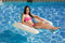 Poolmaster Swimming Pool Floating Chaise Lounge, Caribbean, Blue Stripe