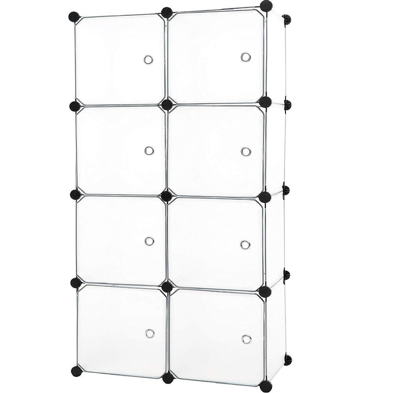 C&AHOME 8 Cube Storage Organizer Toy Rack Cabinet Wardrobe DIY Black Closet with White Doors