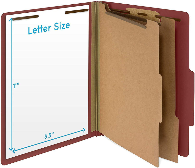 10 Red Classification Folders - 2 Divider - 2 Inch Tyvek Expansions - Durable 2 Prongs Designed to Organize Standard Medical Files, Law Client Files, Office Reports - Letter Size, Red, 10 Pack