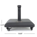 Great Deal Furniture | Hercules | Concrete Umbrella Base with Wheels | Square | 80LBS | in Black