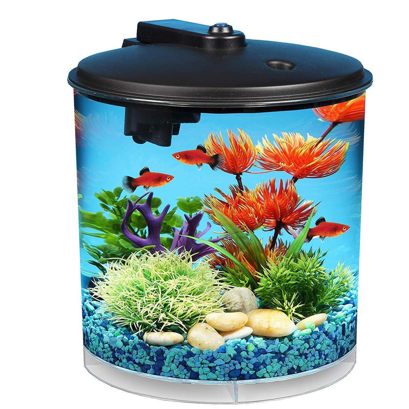 Koller Products AquaView 2-Gallon 360 Fish Tank with Power Filter and LED Lighting - AQ360-24C