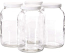 4 Pack- 1 Gallon Mason Jar - Glass Jar Wide Mouth with Airtight Foam Lined Plastic Lid - Safe Mason Jar for Fermenting Kombucha Kefir - Storing and Canning- By Kitchentoolz