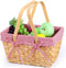 Picnic Basket Natural Woven Woodchip with Double Folding Handles | Easter Basket | Storage of Plastic Easter Eggs and Easter Candy