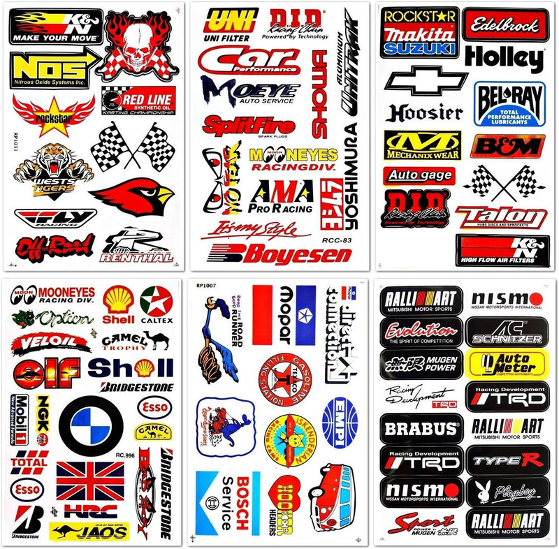 Auto Car Race Hot Rod Racer Performance Equipment Tool Automotive Motorsport Skateboard Bike Parts Accessories Helmet Racing Pack 6 for Kids Adults Teens Graffiti Vinyl Decals Stickers D6728 Best4Buy