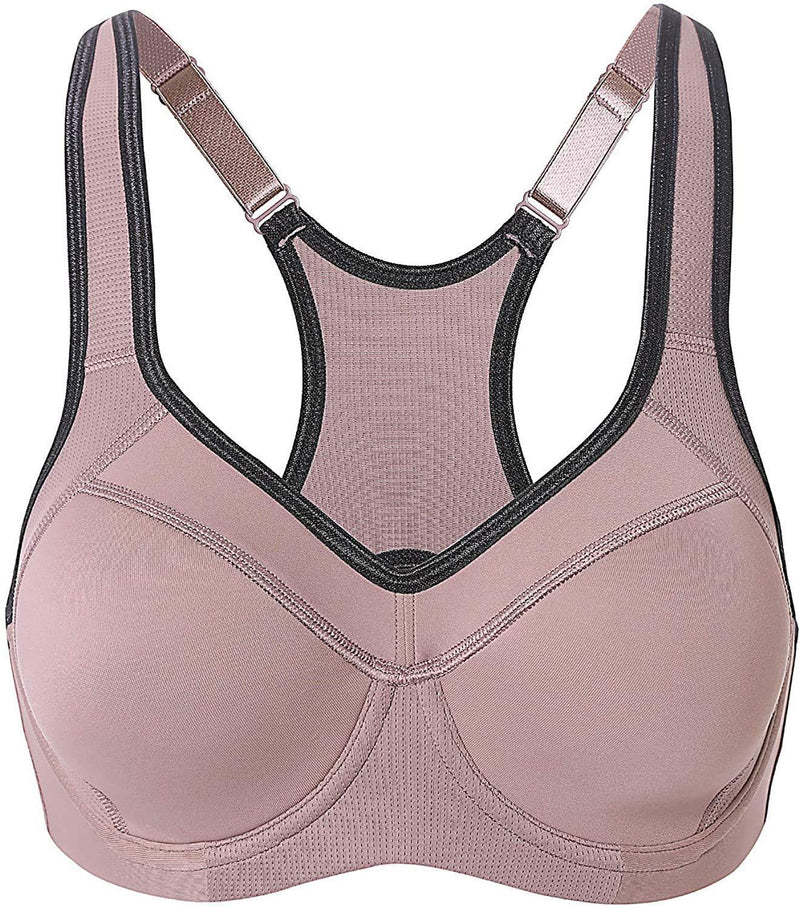 SYROKAN Women's Full Support High Impact Racerback Lightly Lined Underwire Sports Bra