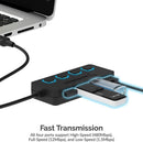 Sabrent 4-Port USB 2.0 Hub with Individual LED lit Power Switches (HB-UMLS)