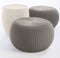 Keter Urban Knit Pouf Ottoman Set of 2 with Storage Table for Patio and Room Décor - Perfect for Balcony, Deck, and Outdoor Seating, Dune/Misty Blue