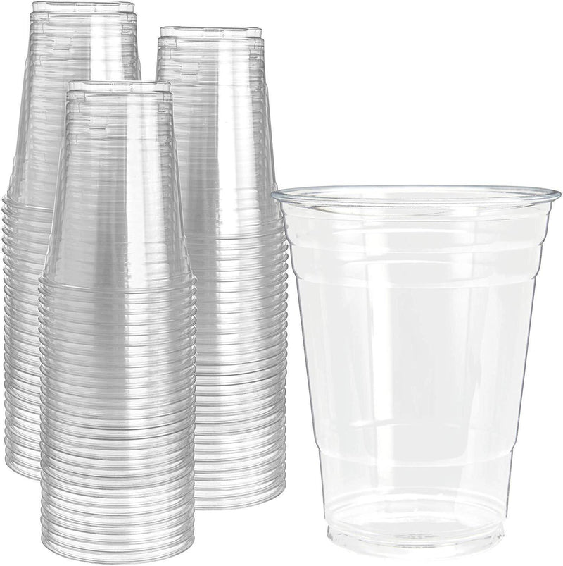 200 Clear Plastic Cups | 16 oz Plastic Cups | Clear Disposable Cups | PET Cups | Plastic Water Cups | Plastic Beer Cups | Clear Plastic Party Cups |Crystal Clear Cups