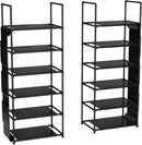 ORDORA 2 Pack 6 Tier Narrow Shoe Rack Organizer, Muti-Combinations Entryway Shoe Racks for Closets, Stackable Shoe Shelf, Free Standing Shoe Rack, 6 Side Pockets, 24-30 Pairs, Waterproof Fabric