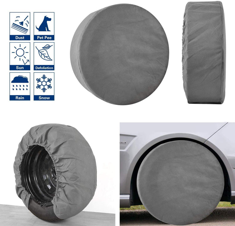 VIEFIN Set of 4 Wheel Tire Covers, Waterproof UV Sun RV Trailer Tire Protectors, Fit 27" to 41" Truck Camper Van Auto Car Tires Diameter