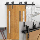 ZEKOO Rustic 6 FT by Pass Barn Doors Hardware Sliding Black Steel Big Wheel Roller Track for Double Wooden Doors