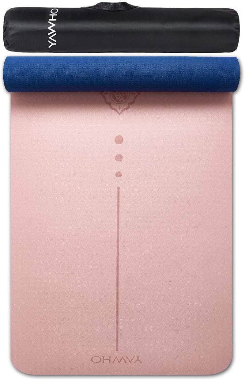 YAWHO Yoga Mat Fitness Mat Specifications 72'' x 26'' Thickness 1/4-Inch Eco Friendly Material SGS Certified Ingredients TPE Extra Large Non-Slip Exercise Mat with Carry Bag