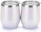 12 oz Double-Insulated Stemless Glass, Stainless Steel Tumbler Cup with Lids for Wine, Coffee, Drinks, Champagne, Cocktails, 2 Sets (Black)