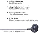 Panasonic ErgoFit In-Ear Earbud Headphones RP-HJE120-KA (Matte Black) Dynamic Crystal-Clear Sound, Ergonomic Comfort-Fit