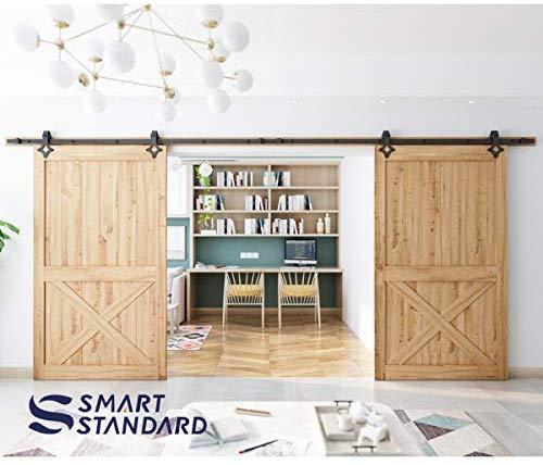 5FT Heavy Duty Sturdy Sliding Barn Door Hardware Kit -Super Smoothly and Quietly - Simple and Easy to Install - Includes Step-by-Step Installation Instruction -Fit 30" Wide Door(Rhombic Shape Hanger)