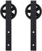 ZEKOO Rustic 6 FT by Pass Barn Doors Hardware Sliding Black Steel Big Wheel Roller Track for Double Wooden Doors